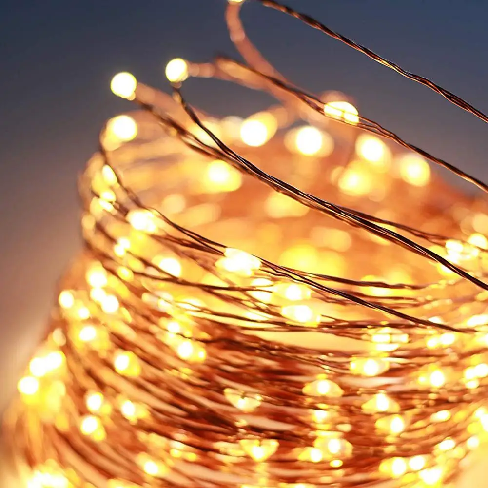 

12/22m 100/200LED USB Copper Wire String Light Wedding Home Decorative Lamp