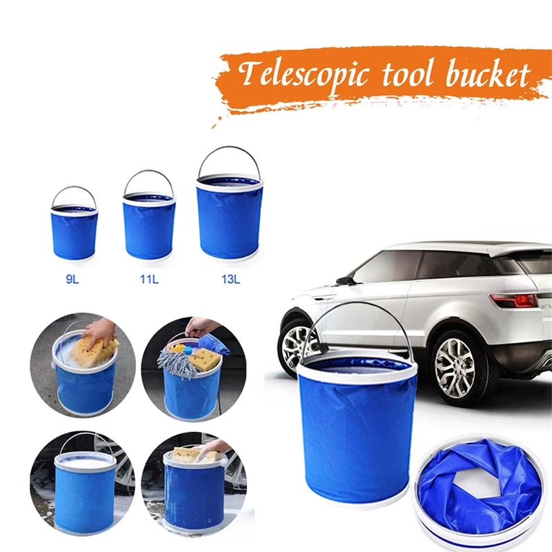

9/11/13L New Portable Car Washing Machine Folding Collapsible Bucket Oxford Cloth Laundry Tub Basin Barrel for Outdoor Fishing