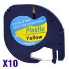 10 совместимый с Dymo LetraTag 91202 черный на желтом цвете 12 мм x 4 м Пластик ярлык для LT-100H, LT-100T, LT-110T, QX 50, XR, XM,