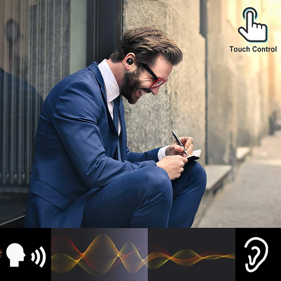 Настоящие беспроводные bluetooth-наушники IPX8, Водонепроницаемая беспроводная bluetooth-гарнитура, Автоматическое Сопряжение, HD звук, наушники, 3500 мАч, зарядная коробка