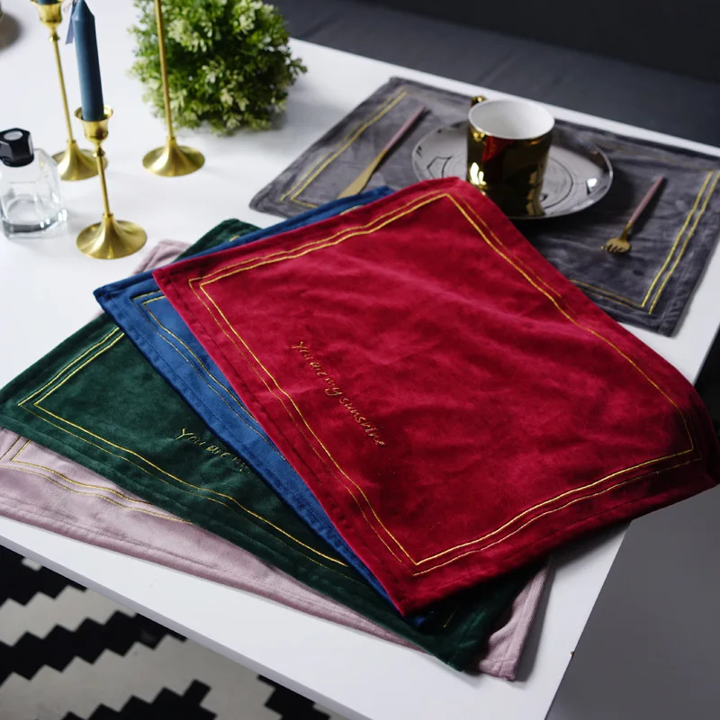 4 шт./лот зеленая прямоугольная бархатная кухонная подставка коврик для