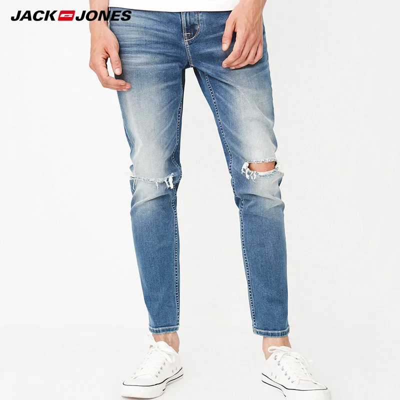 Весенние мужские узкие джинсы с дырками Jack Jones | 218332573|Мужские джинсы|