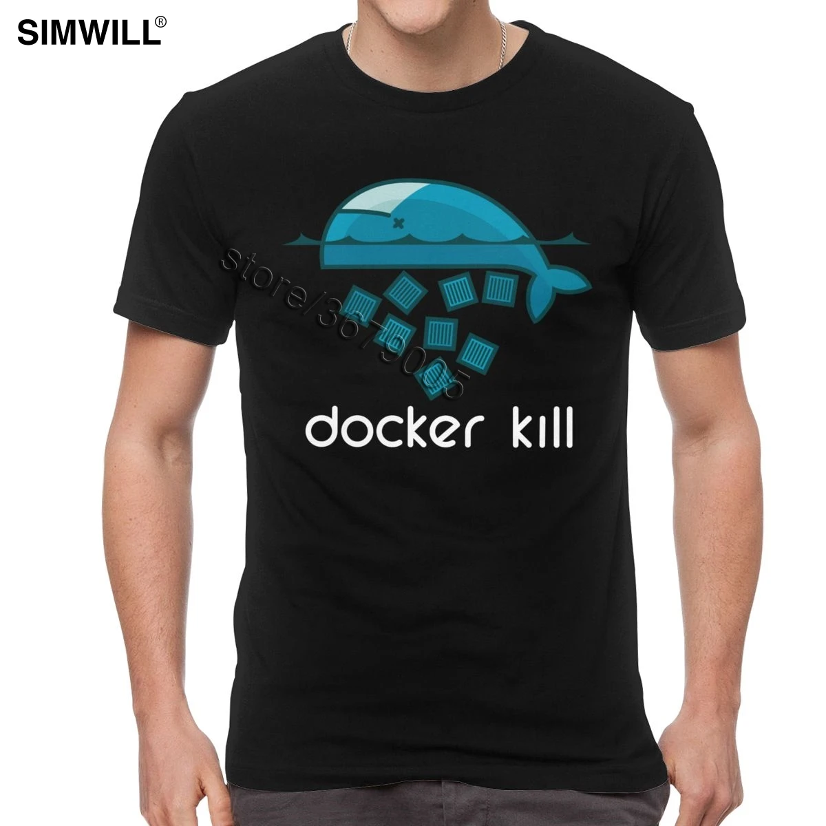 

Docker Kill T-shirt Mens Vintage Short Sleeved Soft Cotton Tees Top Round Neck coder Geek T Shirts Oversize Summer Tshirt