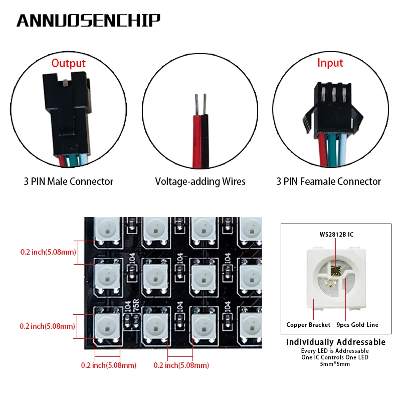 DC5V 8*8 16*16 8*32 Пиксели WS2812 Гибкий цифровой светодиодный запрограммирован Панель