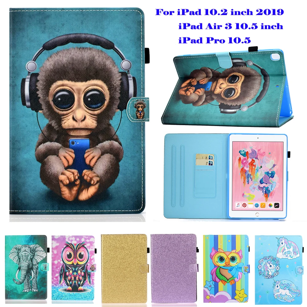 

Case For Apple iPad Pro 10.5" iPad Air 3 iPad 10.2 2019 Protective Skin Shell PU Leather Stand Magnet Smart Funda Cover Cartoon