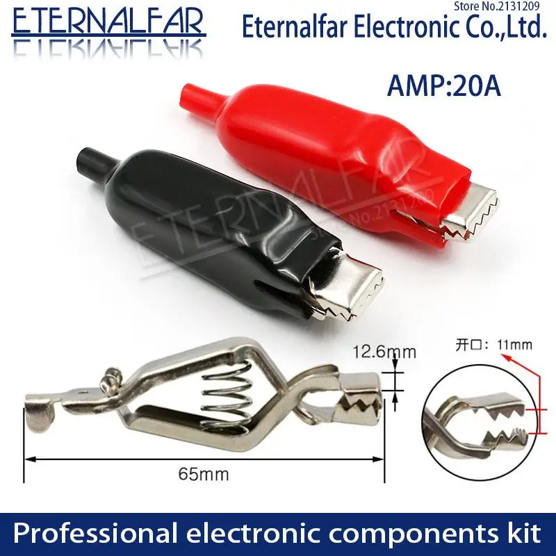 

2PCS 20A Sheathed Alligator Clips Electrical DIY Test Leads Alligator Double-Ended Crocodile Clips Roach Electrical Jumper Wire