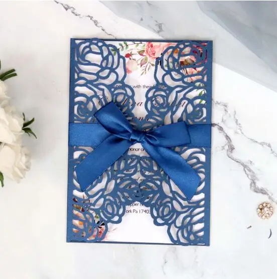 1X элегантная ажурная кружевная открытка с лазерной резкой для свадебного