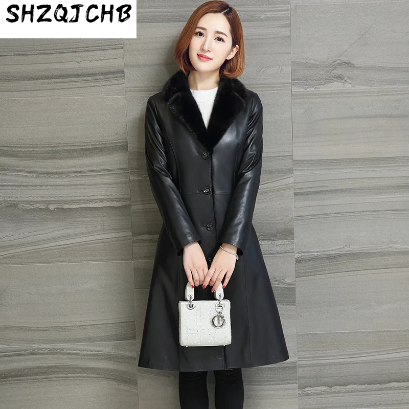

SHZQ 2021 осень и зима новая кожаная меховая одежда женская Средняя и длинная норковая внутренняя Меховая куртка ветровка пальто тонкая Fi
