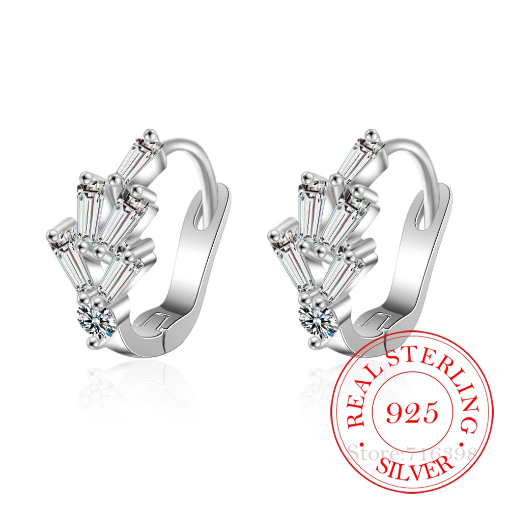 

925 Sterling Silver Crystal Stud Earrings For Women 2020 Korean Romantic Earring Brincos pendientes Drop Shipping