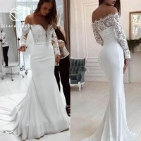 womens bridal mermaid wedding dress new lace splicing dress long sleeve vestido de noiva floor length gowns bride dresses