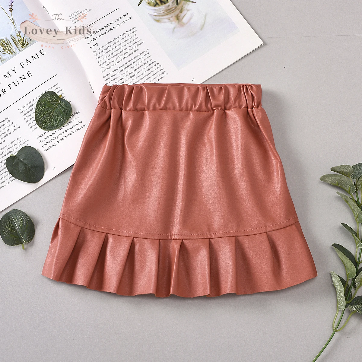 Осень-зима 2020 Милая юбка из искусственной кожи для маленьких девочек мини-юбка