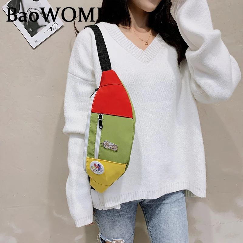 

BaoWomen Nylon Waist Bag Fanny Pack Woman Belt Bag Hip-Hop Fashion Bum Bag Woman Sling Chest Bag For Travel Dailylife Harajuku