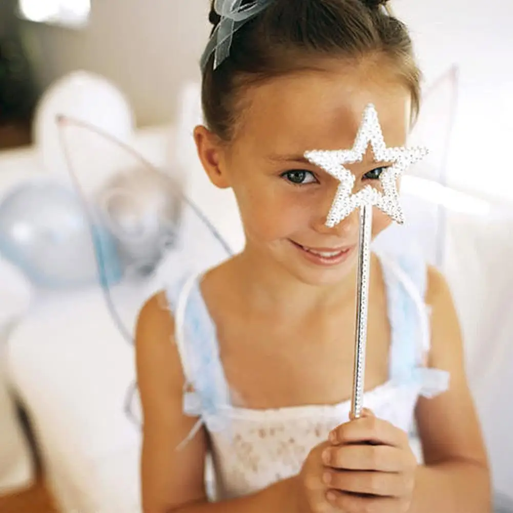Fairy Wand 13 Inches Golden Silver Angel Star Magic Five-Pointed Plastic Princess Cane For Girls Stage | Игрушки и хобби
