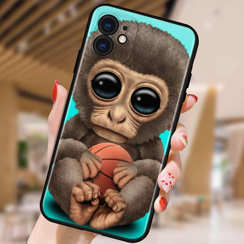 

Baby Monkey and Mom For Apple iPhone 12 11 XS Pro Max Mini XR X 8 7 6 6S Plus 5 SE Black Phone Case