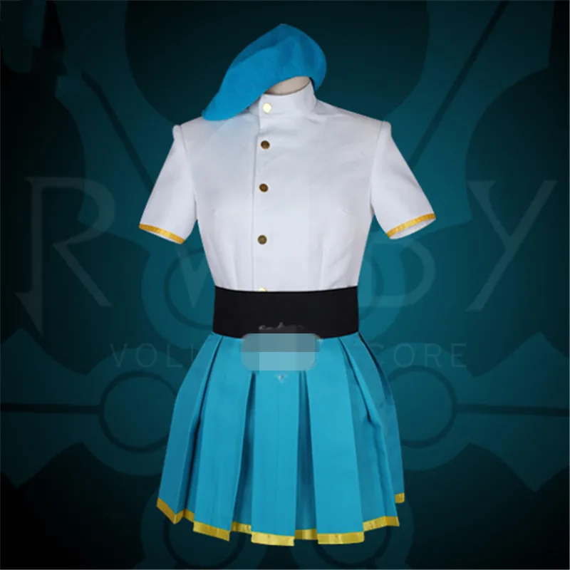 Аниме Косплей Костюм небесно голубого цвета академический стиль платье для