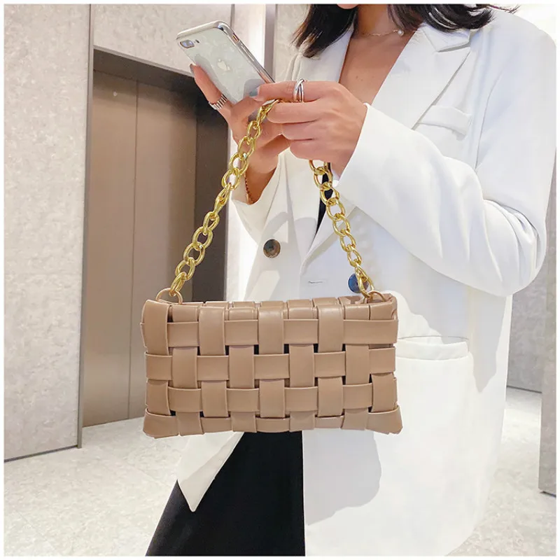 

Simple Ladies Bag New Net Celebrity Wild Chain One Shoulder Messenger Bag Summer Woven Small Square Bag