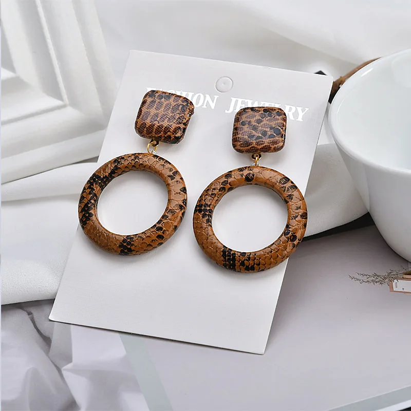 Застежка из искусственной кожи с леопардовым узором квадратные серьги сделай