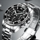 Часы MEGALITH мужские повседневные, брендовые Роскошные спортивные в стиле милитари, Модные Наручные с хронографом из стали, черные