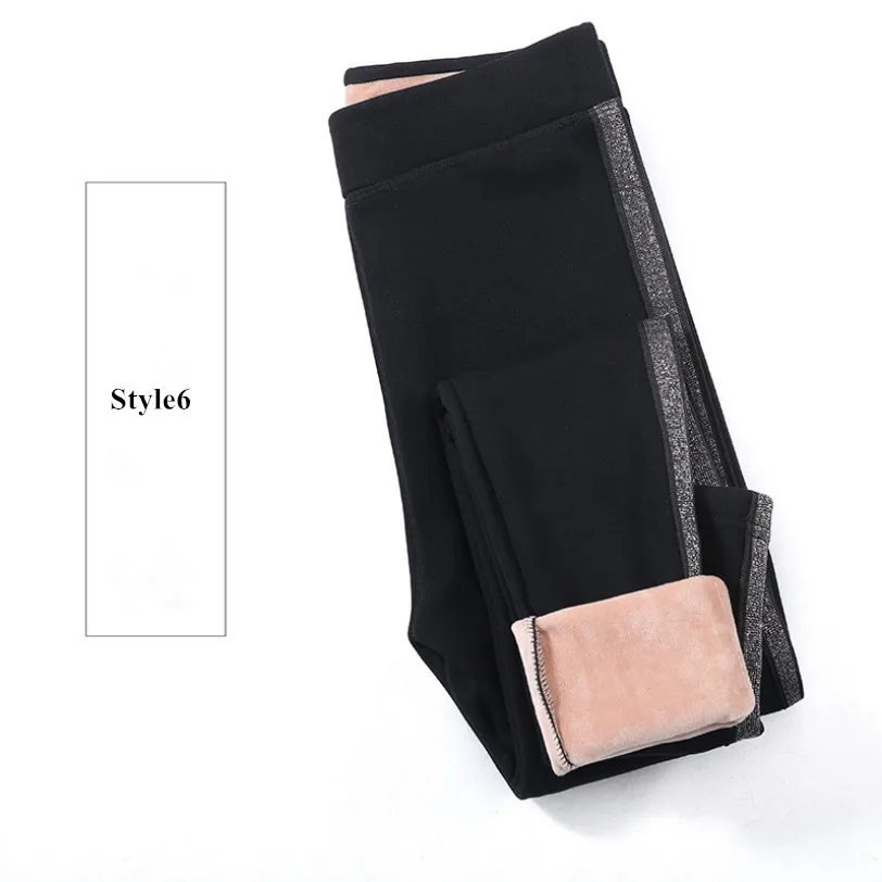 Style6 Хлопковые бархатные женские леггинсы осень зима боковые полосы Спортивные Леггинсы для фитнеса брюки теплые плотные леггинсы высокое качество - Цвет: Style6