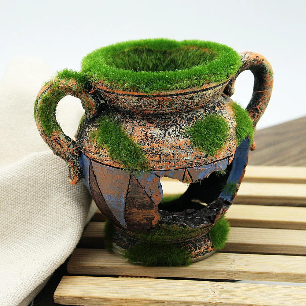 

Resin Vase With Moss Aquarium Glass Fish Tank Landscaping Decoration Resin Crafts Artificial Landscaping Decoration