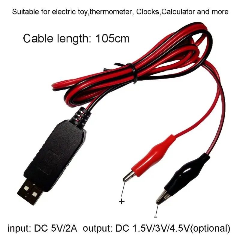 

AA AAA Battery Eliminator USB 5V to 1.5V/3V/4.5V Step-down Cable for Clocks Toys
