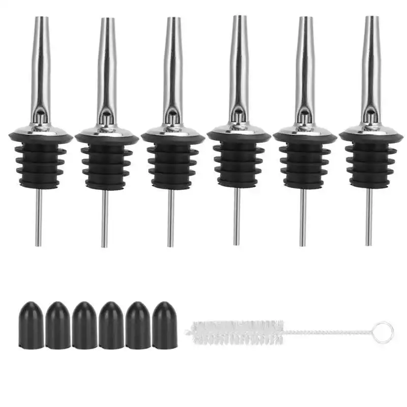 

304 Stainless Steel Wine Liquor Bottle -proof Wine Pourer Liquor Dispenser W/Silicone Dust Spout Cone Nozzle kitchen Tools