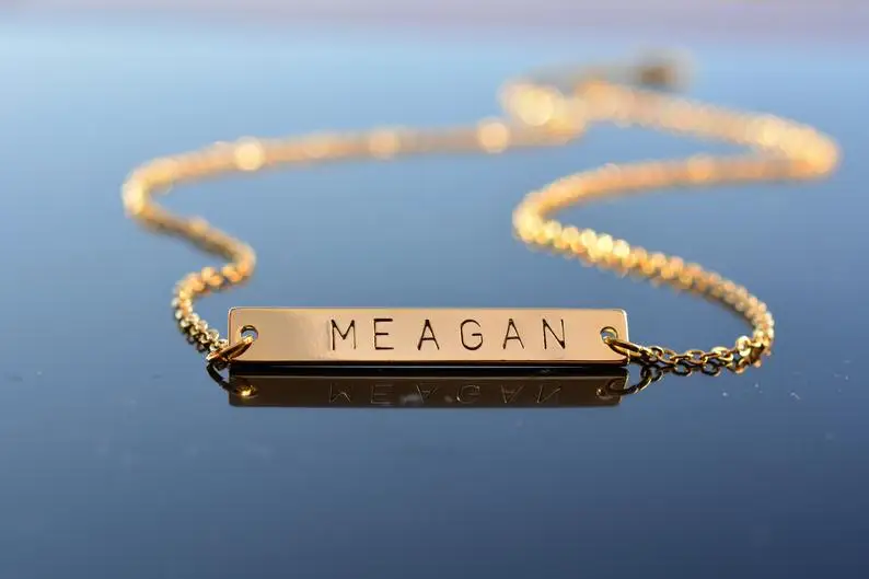 Personalized Bar Engraving Heart With Name Necklaces For Women Nameplate Jewelry Rose Gold Quote Initials BFF Letter Necklace