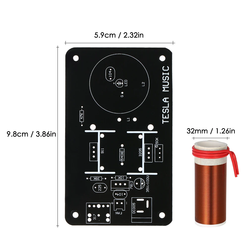 DIY Driver Board Music Tesla Coil Plasma Loudspeaker Kit Set Wireless Transmission Experiment Model |