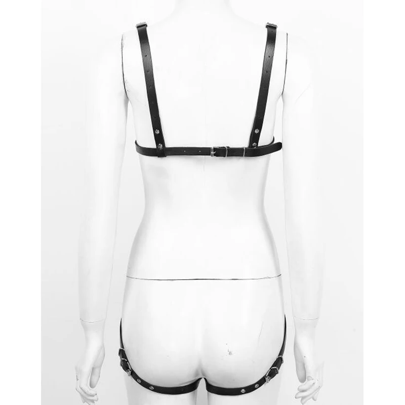 Sexy Leather Bondage Full Body Harness Belt Women Exotic Body Caged Straps Garter Belt Hollow Out Bondage Lingerie Underwear