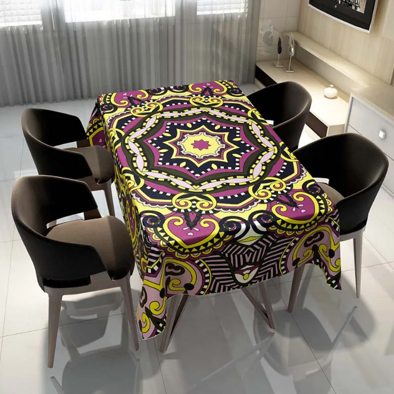 

Mandala Tablecloth Home Kitchen Waterproof Oilproof Printing Rectangular Table Cloth Dinning Table Cover Cloth for Party Events