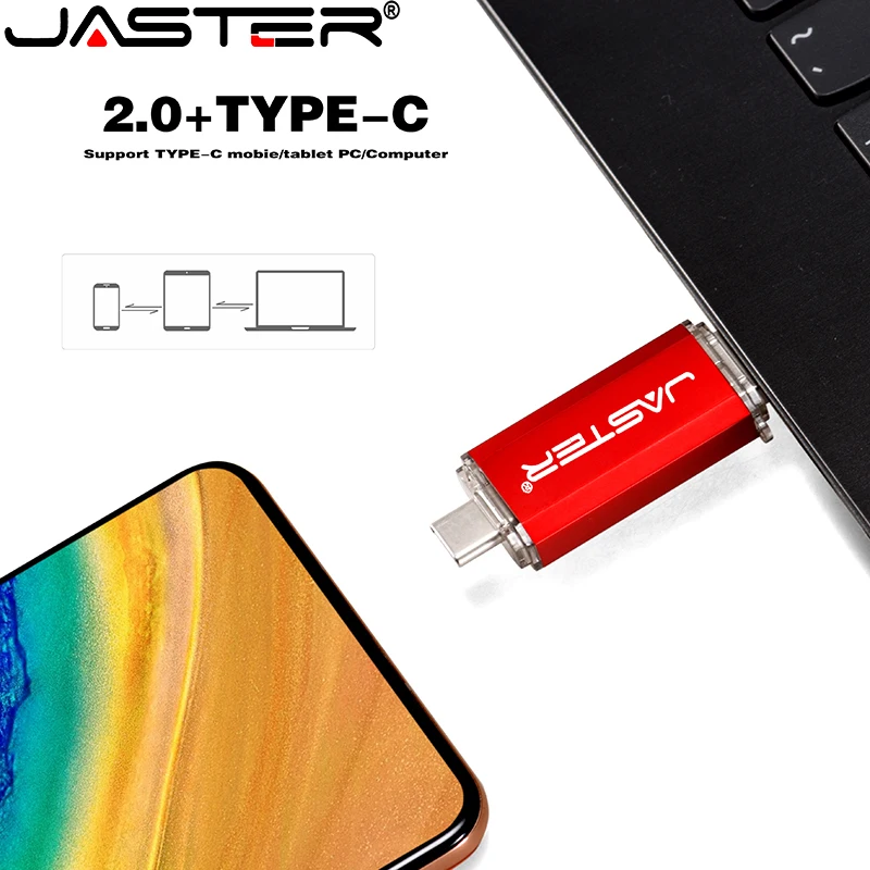 

Hotsale JASTER OTG USB flash drive red USB 2.0 black pen memory stick 128GB Type C micro blue USB stick 16GB 32GB 64GB Pendrive