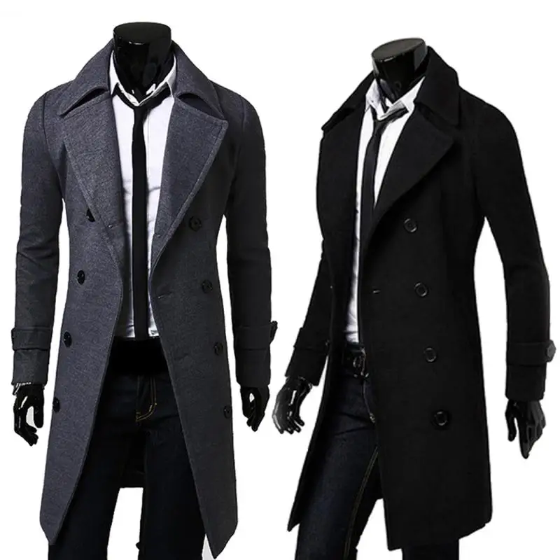 

New Mens Trench Coat Slim Mens Long Jackets And Coats Overcoat Double Breasted Trench Coat Men Windproof Winter