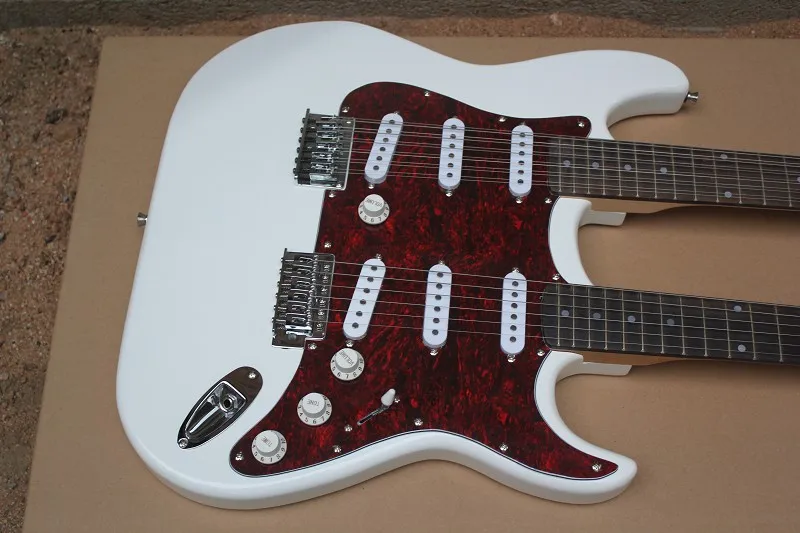

factory custom white double neck 6/12 strings ST electric guitar 59