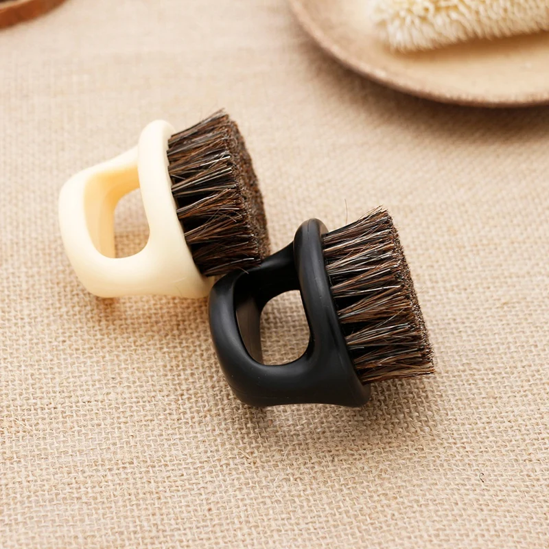 1 Pcs Ring Design Horse Bristle Men Shaving Brush Plastic Portable Barber Beard Brushes Salon Face Cleaning Razor Brush(black) | Красота и
