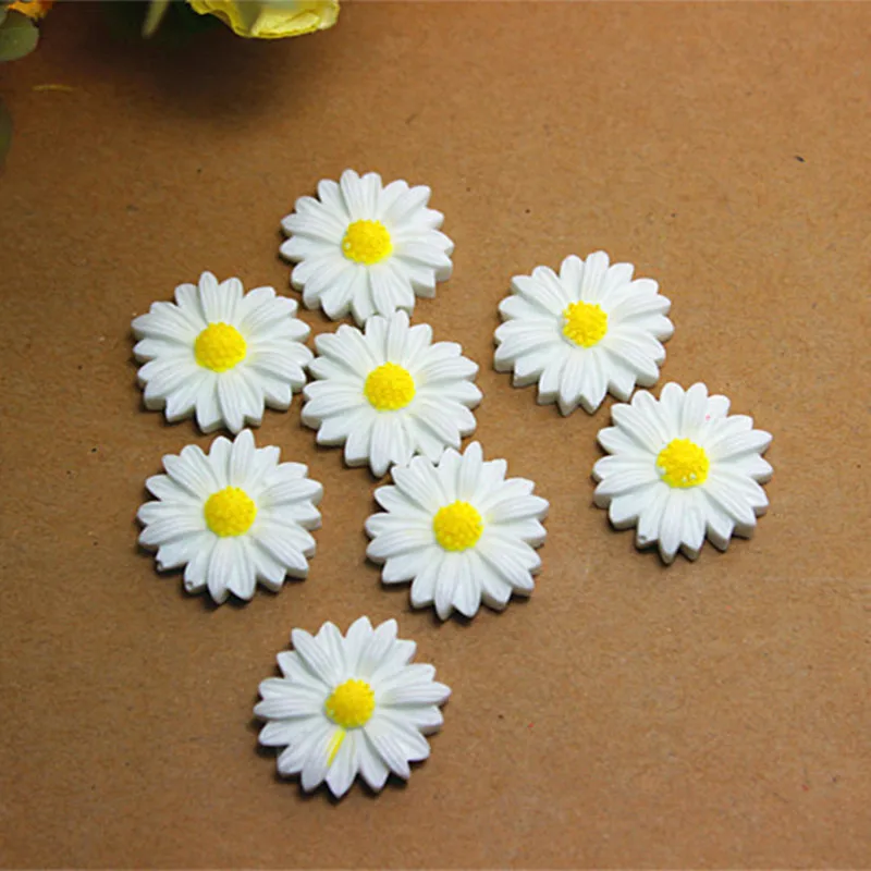 

100pcs 22mm cute white daisy flower resin flatback cabochon for DIY Scrapbooking Decorative Craft Making