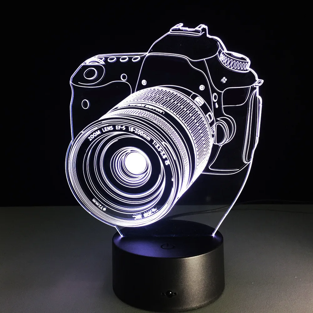 Подарок для подруги бойфренда 7 цветов Изменение 3D Голограмма камера лампы вечерние Подарок на годовщину подарок на день Святого Валентина