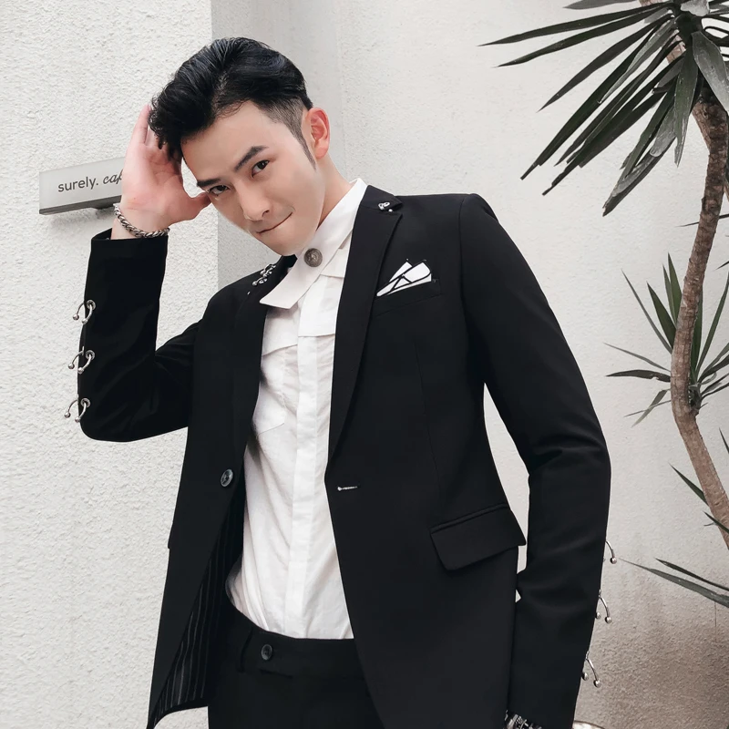 Роскошный мужской костюм классический черный комплект из 2 предметов стильный