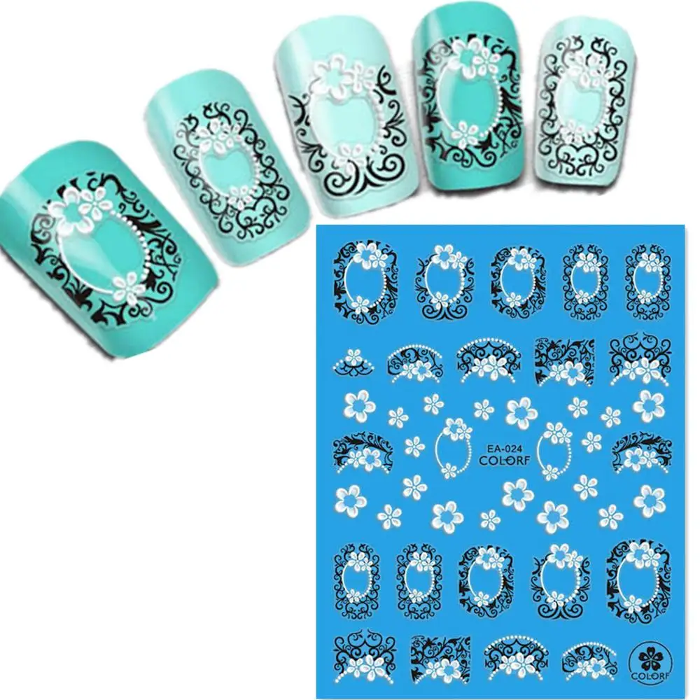 

Newest EA-023 024 5D reliefed nail sticker decal stamping back gule DIY decoration tools for nail wraps