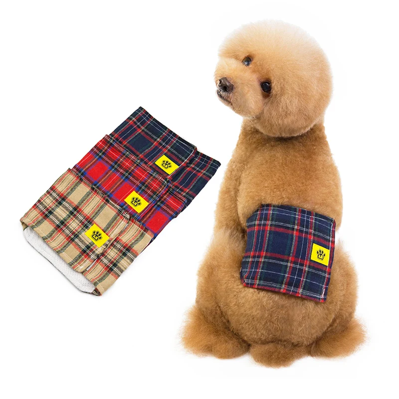 

Male dog physiological pants underwear shorts diaper sanitary pants anti-harassment pants checkered samll pet dog polite belt