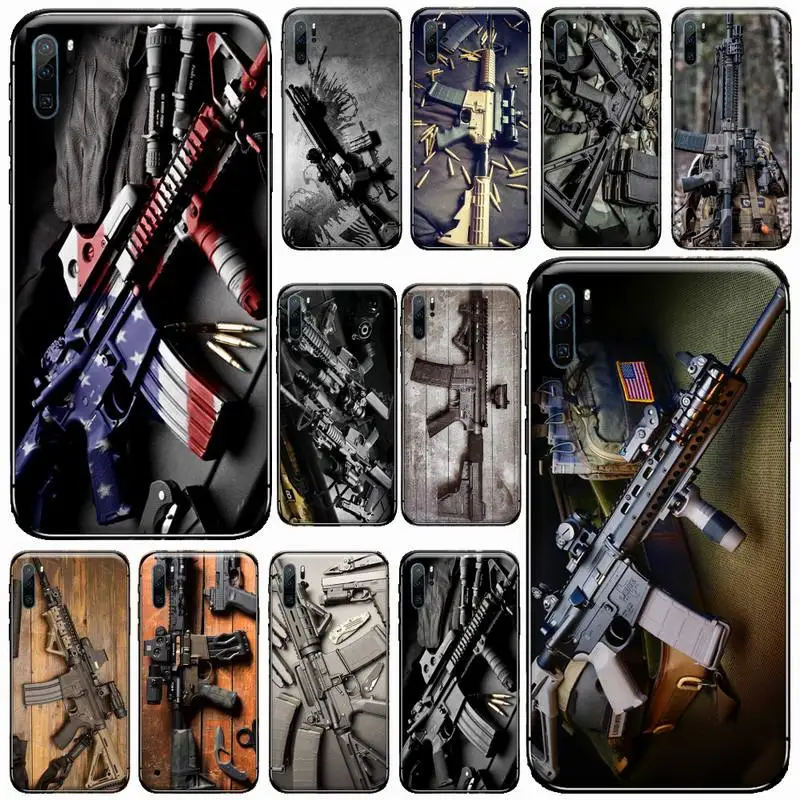 

Rifles AR 15 Guns fire man Phone Cases For Huawei honor Mate P 9 10 20 30 40 Pro 10i 7 8 a x Lite nova 5t Soft silicone funda