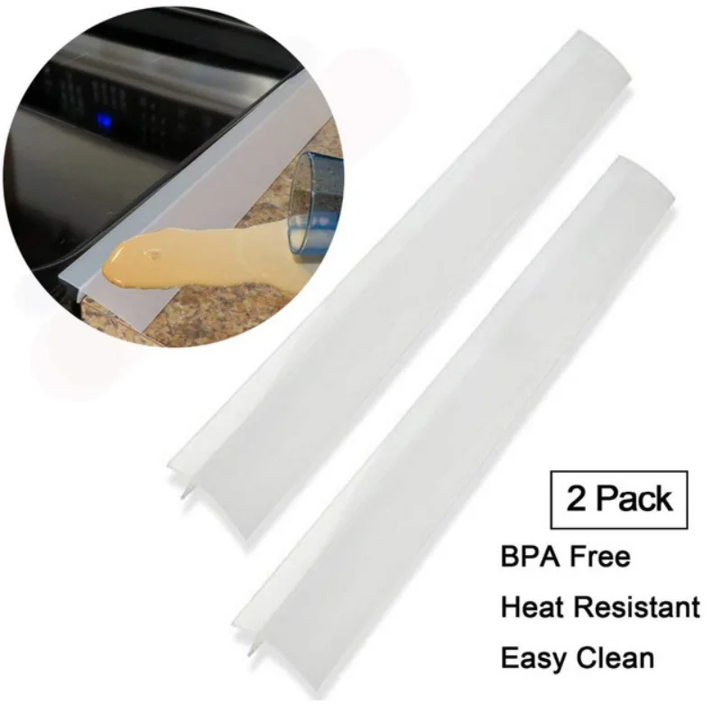 

2pc Silicone Gap Covers Kitchen Silicone Stove Counter Gap Cover Heat Resistant Gap Filler Seals Spills Between Counter
