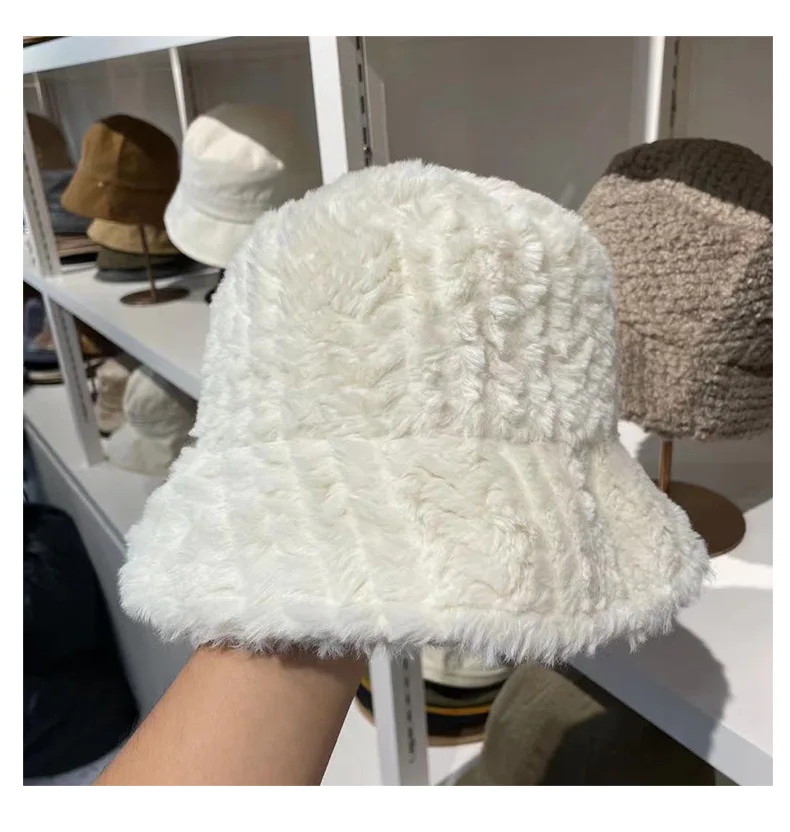 

202110-wai-5649416 new autumn winter warm Plush Imitation rabbit hair lady bucket cap men women leisure hat