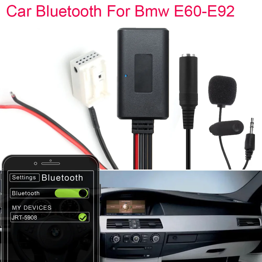 Car Wireless Bluetooth Module Music Adapter 12Pin Auxiliary Receiver Aux Audio For Bmw  E60 E63 E64 E65 E81 E82 E87 E90 E91 E92