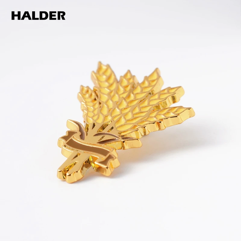 Брошь из денима с ушками пшеницы и риса