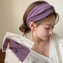 Women Girls Solid Color Hair Bands Knitted Soft Headbands Vintage Cross Turban Bandage Bandanas Fashion Hair Accessories