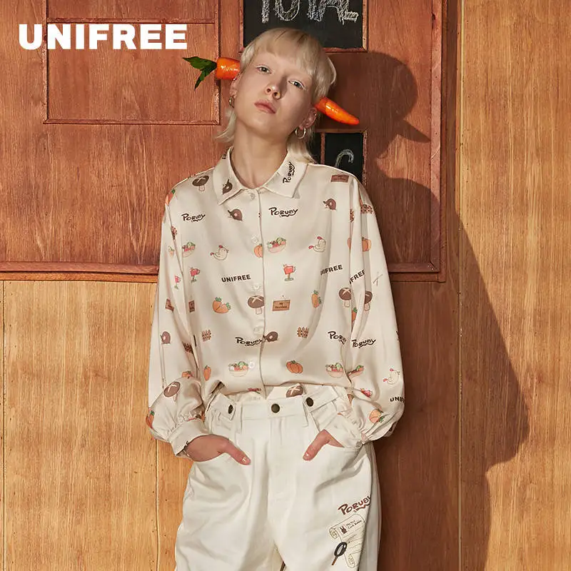 Повседневная рубашка Unifree Новые Топы на каждый день свободные с длинным рукавом