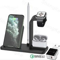 wireless charger 3 in 1 qi fast charging for watch 6 5 4 3 pro iphone 12 11 pro max xs max desktop charger holder