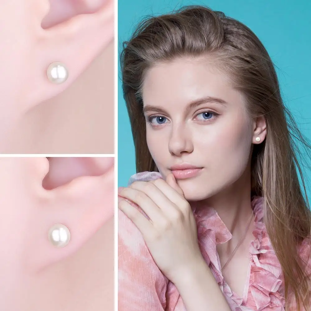 Jewelrypalace Мода 6-10 мм пресноводным культивированным жемчугом кнопку мяч Серьги-гвоздики 925 серебро Красивые ювелирные изделия для Для женщин