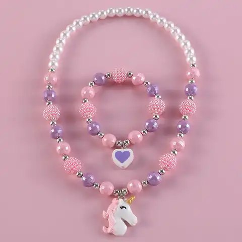 Makersland детское ожерелье браслет набор милый кулон розовый фиолетовый бисер для девочек ожерелье бусины DIY ювелирные изделия оптовая продажа
