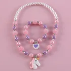 Детское ожерелье Makersland, милая Подвеска для детей, розовые, фиолетовые бусины, ожерелье для девочек, оптовая продажа, милые бусины сделай сам, ювелирные изделия для подарка